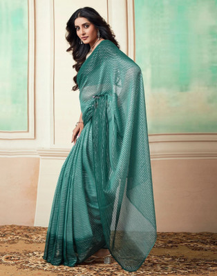 Riddhi textile Hub Woven Handloom Georgette Saree(Green)