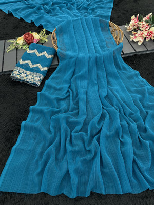 Sanskriti Synthetics Embellished Bollywood Georgette Saree(Blue)