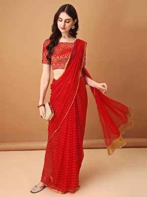 Parmila Fashion Embellished Daily Wear Chiffon Saree(Red)