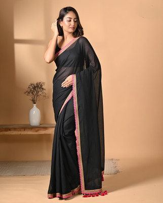Labheshwari Embellished, Embroidered Bollywood Georgette Saree(Black)