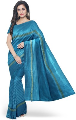 Silkbazar Printed Daily Wear Cotton Silk Saree(Light Blue)