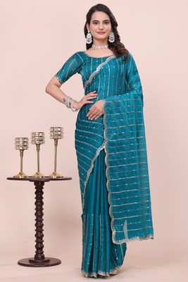 K 5 FASHION Embellished, Floral Print Bollywood Jimmy choo Saree(Light Green)