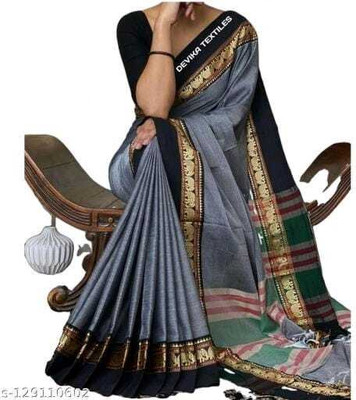 ADDRIKA SAREE GHOR Self Design Tant Pure Cotton Saree(Grey)
