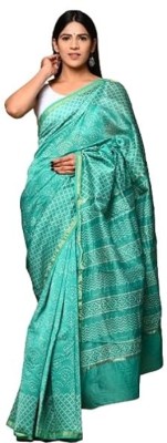 Eddika Color Block Handloom Pure Silk Saree(Light Green)