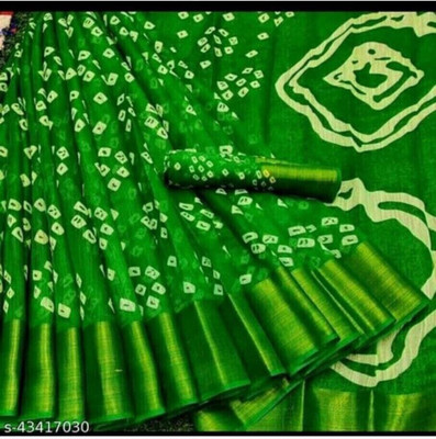 GHFASH Printed, Self Design Daily Wear Pure Cotton Saree(Green)