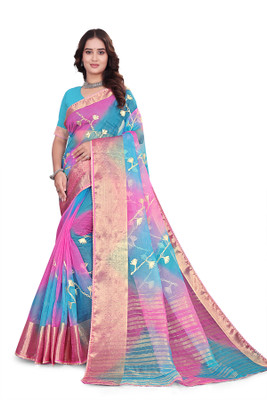 Aarunika IC Solid/Plain Bollywood Organza Saree(Yellow)