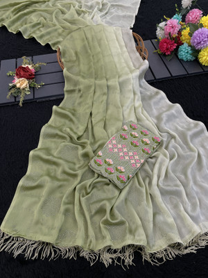 KANDORA Printed Bollywood Chiffon Saree(Light Green)