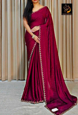 ND ENTERPRISE Embellished Bollywood Chiffon Saree(Purple)