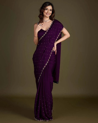 Anjani Textile Embellished Bollywood Tussar Silk Saree(Purple)