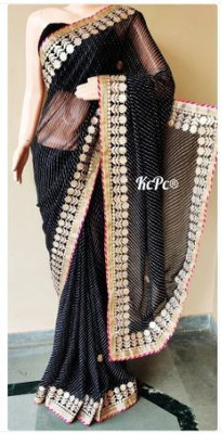 Shree Vinayak Creations Self Design Bollywood Georgette Saree(Black)
