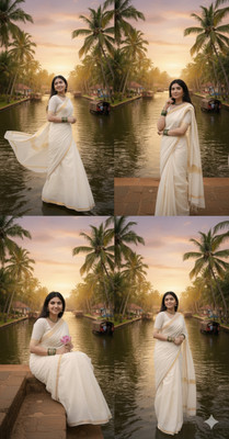 GUGALIYA FASHION Solid/Plain Kasavu Pure Cotton Saree(Multicolor)