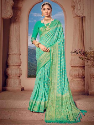 Sareemall Woven Banarasi Georgette Saree(Light Green)