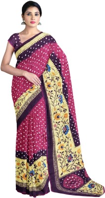 Gaurangi Creation Printed Daily Wear Crepe Saree(Pink)