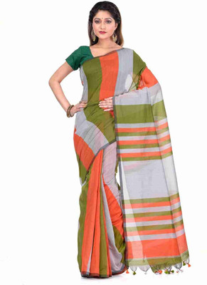 Sandhyatara Checkered Handloom Cotton Silk Saree(Multicolor)