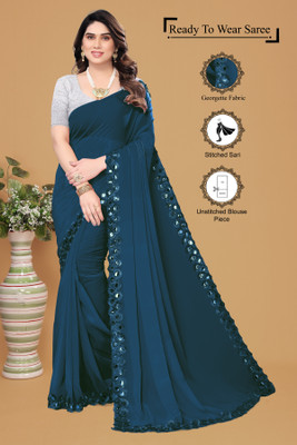 Manan Creation Embellished Bollywood Georgette Saree(Multicolor)