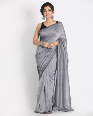 angoshobha Woven Handloom Pure Cotton Saree(Grey)