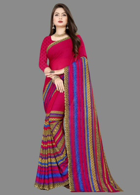 Option trendz Floral Print Daily Wear Georgette Saree(Pink)