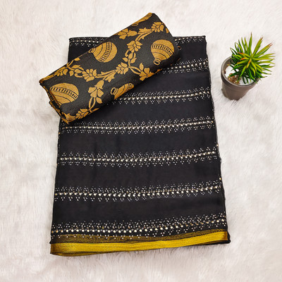 DIVYASHAKTI FASHION Striped Daily Wear Chiffon Saree(Black)