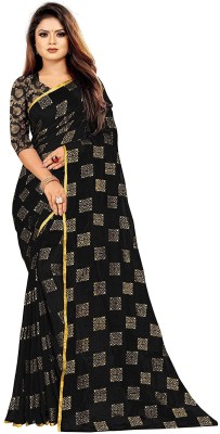 V And V Shop Embellished Bollywood Chiffon Saree(Black)