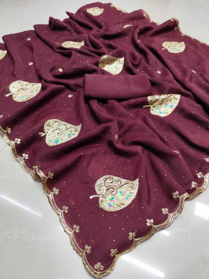 Sareez House Embroidered Bollywood Chiffon Saree(Multicolor)