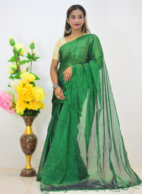 BIBING Woven Bollywood Tissue Saree(Green)