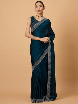 Sareemall Embellished Bollywood Chiffon Saree(Blue)