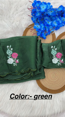 GOLDOLL FAB Self Design Bollywood Georgette Saree(Green)