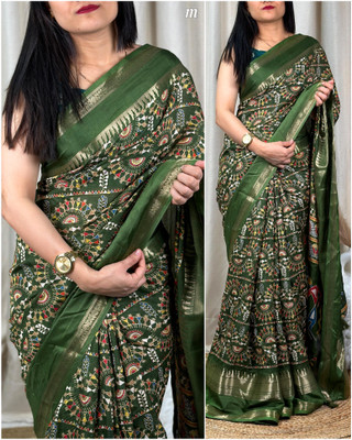 SAKHA DESIGNER Printed Bollywood Art Silk Saree(Green)