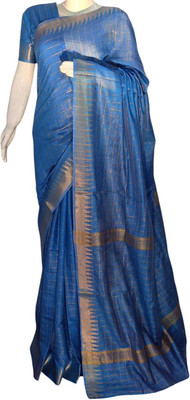 Zafreen Handloom Checkered, Woven, Self Design Bhagalpuri Cotton Silk Saree(Maroon)
