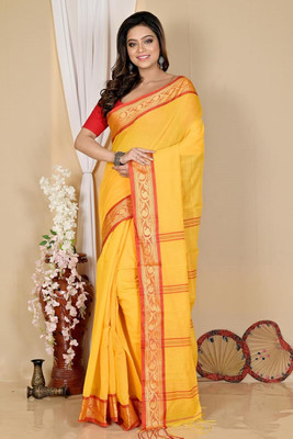 SSK Self Design Handloom Handloom Pure Cotton Saree(Black)