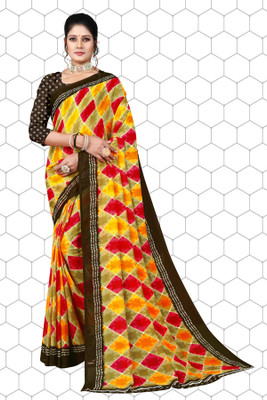 Divastri Printed Daily Wear Georgette Saree(Yellow)