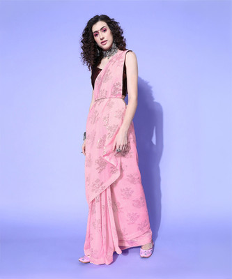 Divastri Printed Bollywood Georgette Saree(Pink)