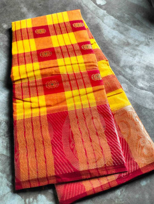 p fashion Self Design Tant Pure Cotton Saree(Pack of 2, Multicolor)
