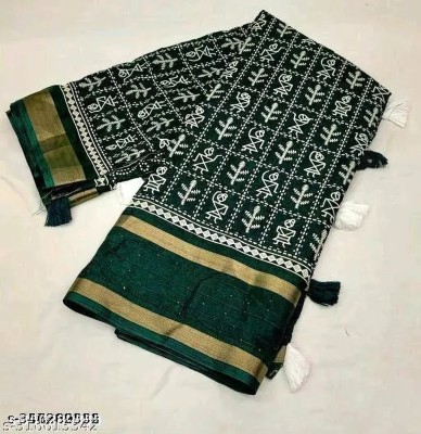 Sitanjali Printed Bollywood Art Silk, Silk Blend Saree(Green)