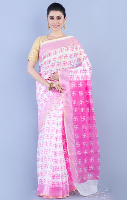SUSHRITA BOUTIQUE Printed Sambalpuri Cotton Silk Saree(Pink)