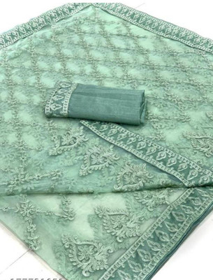 NIYANTAKSH Embroidered Bollywood Net Saree(Green)