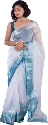 ARADHYA FASHION WORLD Self Design Bollywood Nylon Saree(White)