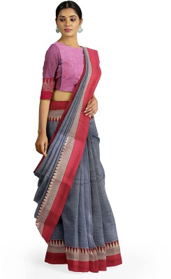 Dreamland Printed Handloom Cotton Silk Saree(Grey)