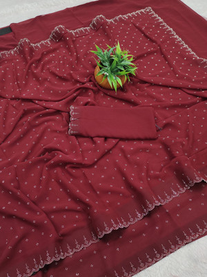 Truestyle Self Design Daily Wear Georgette Saree(Maroon)