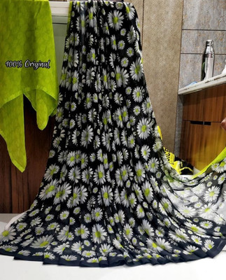 Fancy Fab Printed Daily Wear Chiffon Saree(Light Green)
