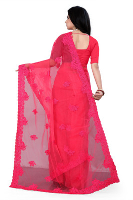 SPAREN CREATION Self Design Bollywood Net Saree(Pink)