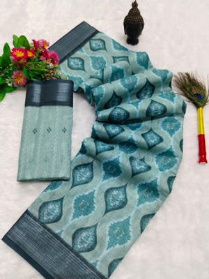 HangerStories Woven Kanjivaram Pure Cotton, Cotton Linen Saree(Blue)