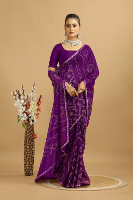 MAHARAJ SAREES Digital Print Bollywood Georgette Saree(Purple)