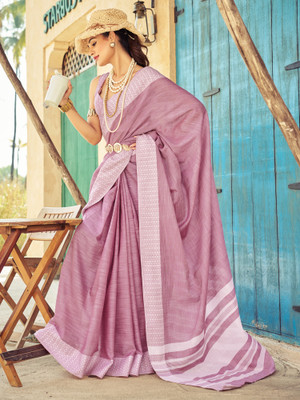Divastri Woven Bollywood Cotton Blend Saree(Purple)