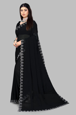 KT ENTERPRISE Self Design, Embellished Bollywood Georgette Saree(Black)