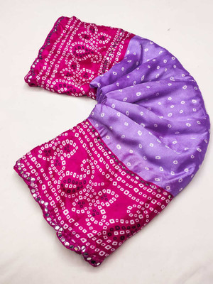 vaanisri Printed Bandhani Chiffon Saree(Magenta)