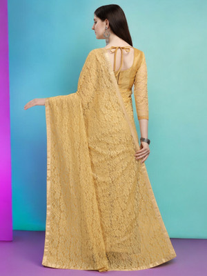 NEXA Self Design Bollywood Net Saree(Brown)
