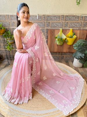 Tasrika Embroidered Bollywood Georgette Saree(Pink)
