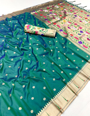 KALKEE FASHION Embroidered Banarasi Jacquard, Pure Silk Saree(Light Green)