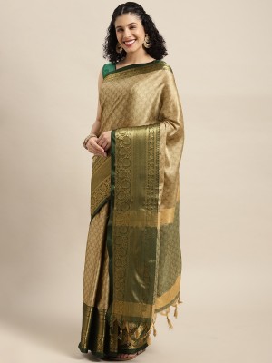 Atulyam tex world Embellished Bollywood Silk Blend Saree(Green)